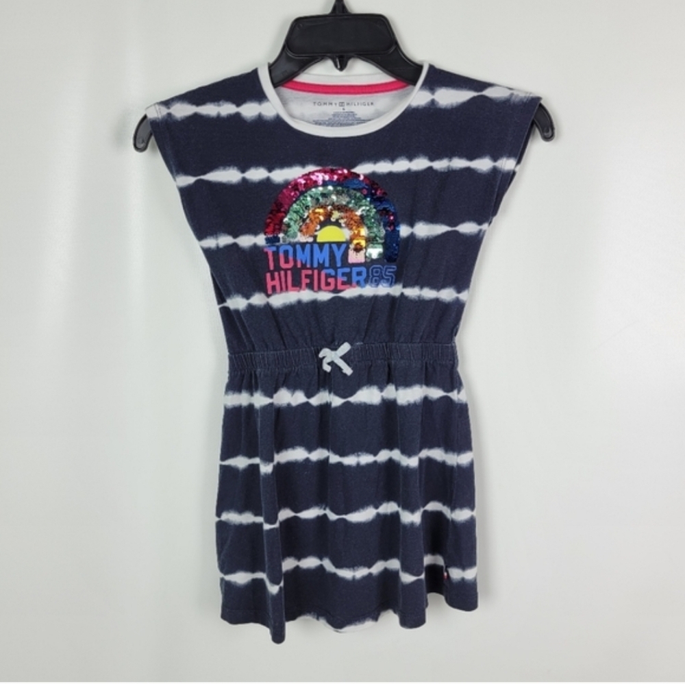 Tommy Hilfigure 100% Cotton Girls Striped Tie Dye Dress Sz 6 - Picture 2 of 6